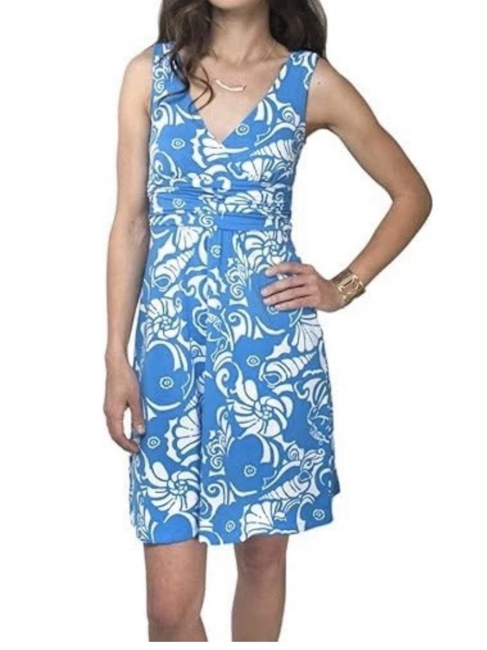 Lilly Pulitzer‎ "Shianne" Azure Ariel Blue Tide Sleeveless Dess Size XS EUC